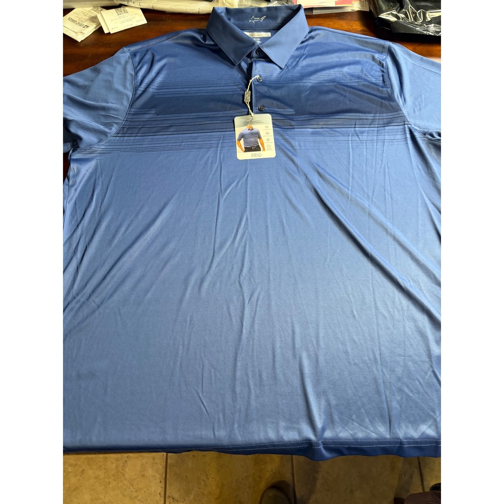 Greg Norman ML75 Play Dry Mens Blue Striped Golf Polo Shirt XXL New With Tags